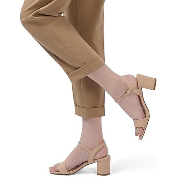 Cusolemore Womens Size 8.5 Nude Tan 2" Block Heel Open Toe Ankle Strap Sandals - Picture 6 of 8